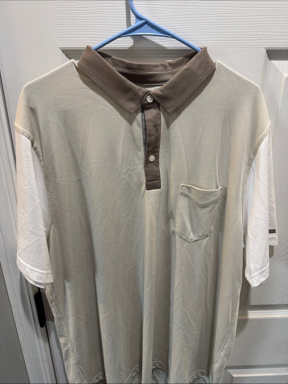 Nike Beige Polo with Brown Collar and Placket